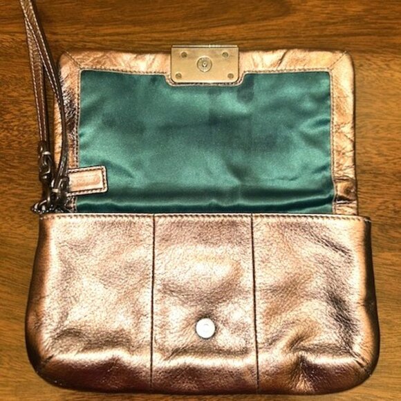 COACH Kristin - Leather Flap Wristlet/ Wallet - BEAUTIFUL BRONZE - Picture 5 of 9